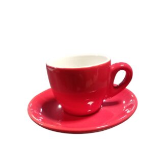 TAZA CAFE C/PLATO ROJA 90 ML BARISTA PROFESIONAL VOLF.