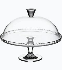 PLATO POSA TORTA VIDRIO 32 CMS C/PIE.Y TAPA PASABACHE.